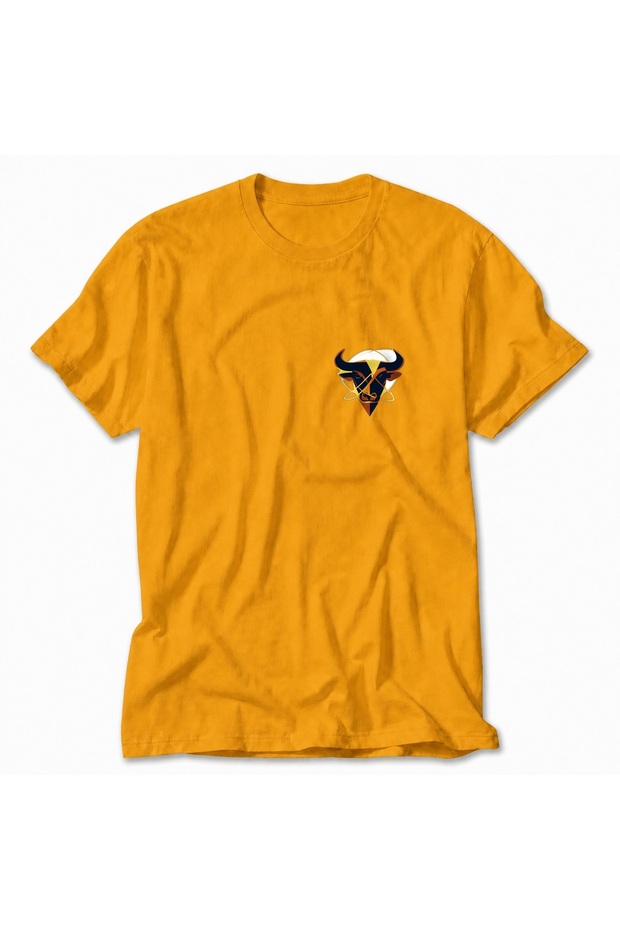 Women's Taurus Modern Geometric Design Printed T-Shirt - Yellow