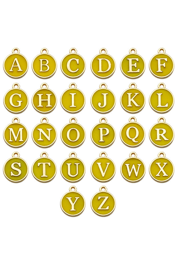 A-Z Yellow 26pcs 26pcs 12*14mm A-Z Letter Charms Enamel Charms Alphabet Initial Letter Handmade Pend