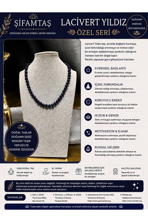Navy Blue Star Natural Stone Necklace