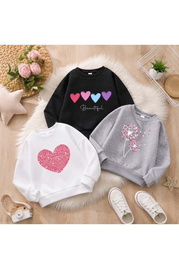Girl's Crew Neck 3-Pack Sweat