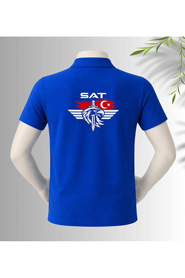 Special Design Sat Printed Polo Collar 100% Cotton T-Shirt