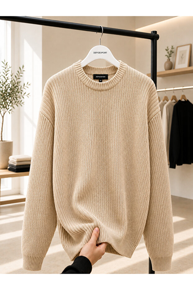 Women's Premium Oversize Soft Crew Neck Knitwear Sweater