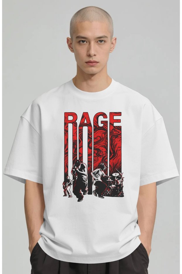 Rage Rock Metal Music Band Printed Unisex Oversize Premium T-Shirt