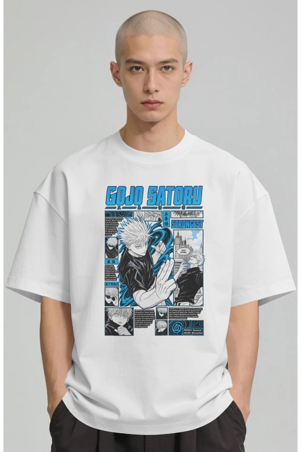 Gojo Satoru Jujutsu Kaisen Anime Printed Unisex Oversize Premium T-Shirt