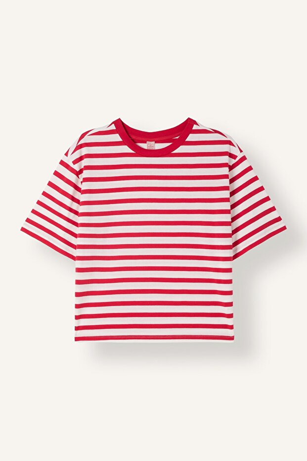 Crew Neck Striped Cotton Short Sleeve T-Shirt I5631Ax26Au