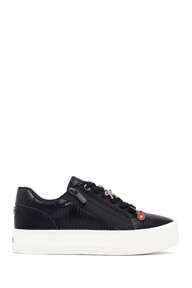 Women's Black Lace-Up Thick-Soled Sneaker Af520004Sv