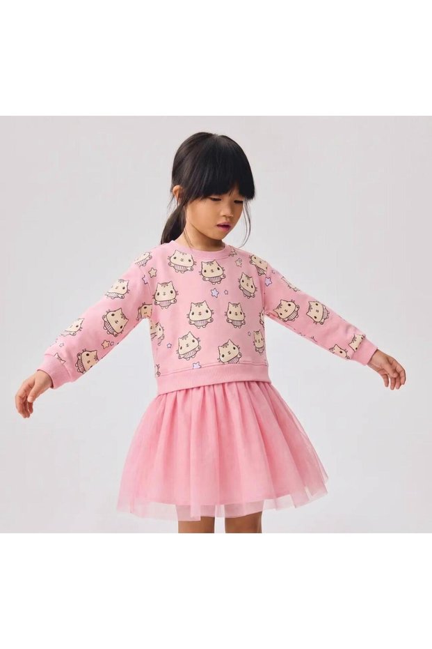 Girl's Long Sleeve Tulle Skirt Dress