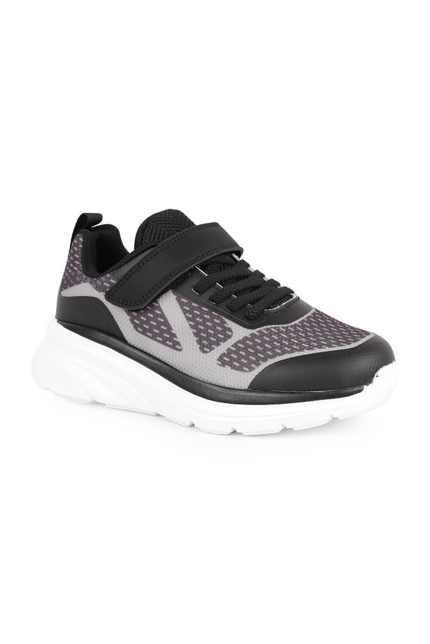 Children's Sports Shoes with Velcro Flexible Laces Breathable Mesh Fabric Lightweight Thick White Sole Sneaker 2247