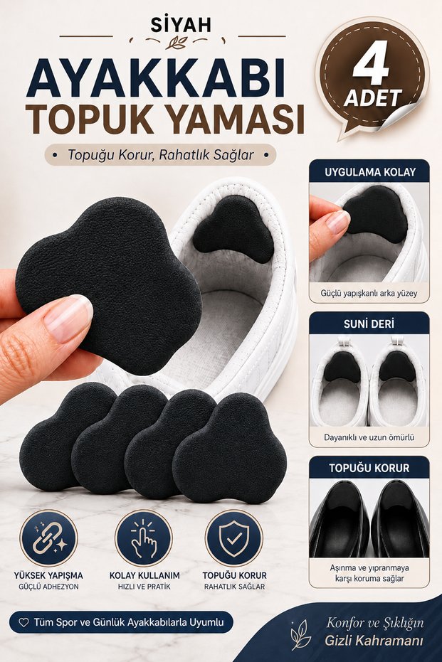 Shoe Heel Patch Black Faux Leather Adhesive Shoe Heel Protector Repair Repair Pad Set of 4