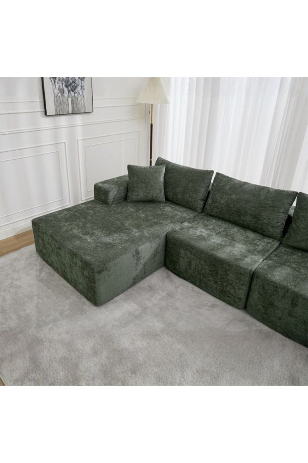 Blumenq Left Corner Sofa - Green