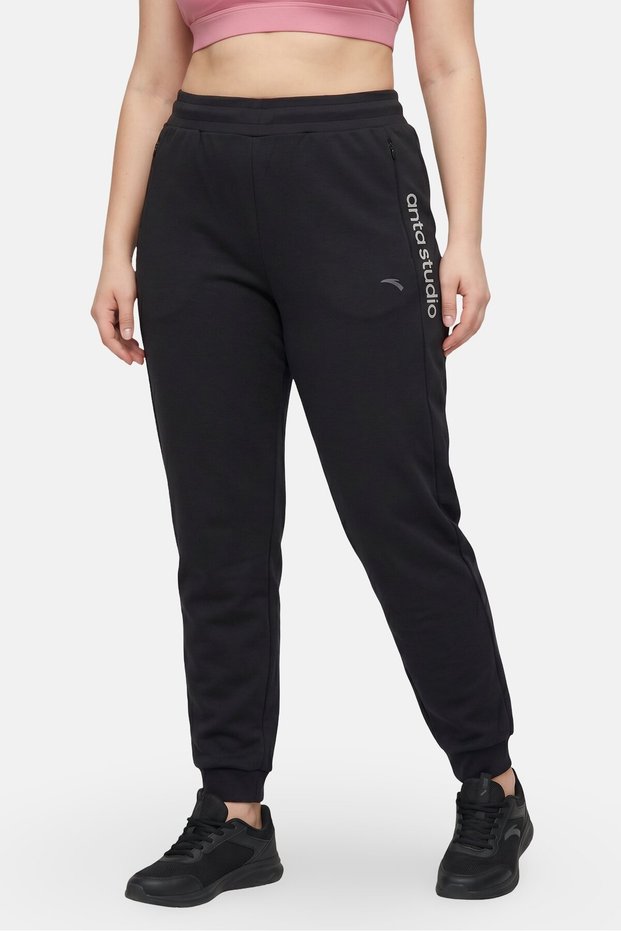Women Sportswear Fit Outdoor Track Pants, Black