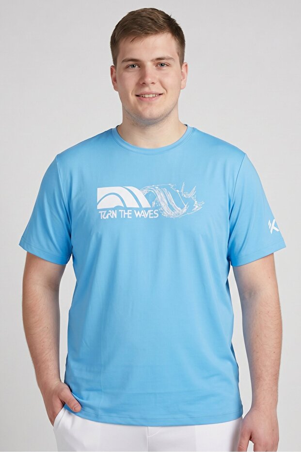 Men Sportswear Fit Short Sleeve Training T-Shirt, Light Blue
