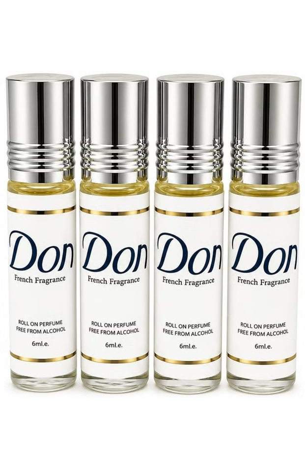 French Fragrance Roll-On Concentrated Perfume Oil, Alcohol-Free, 6ml, Pack of 4, White
