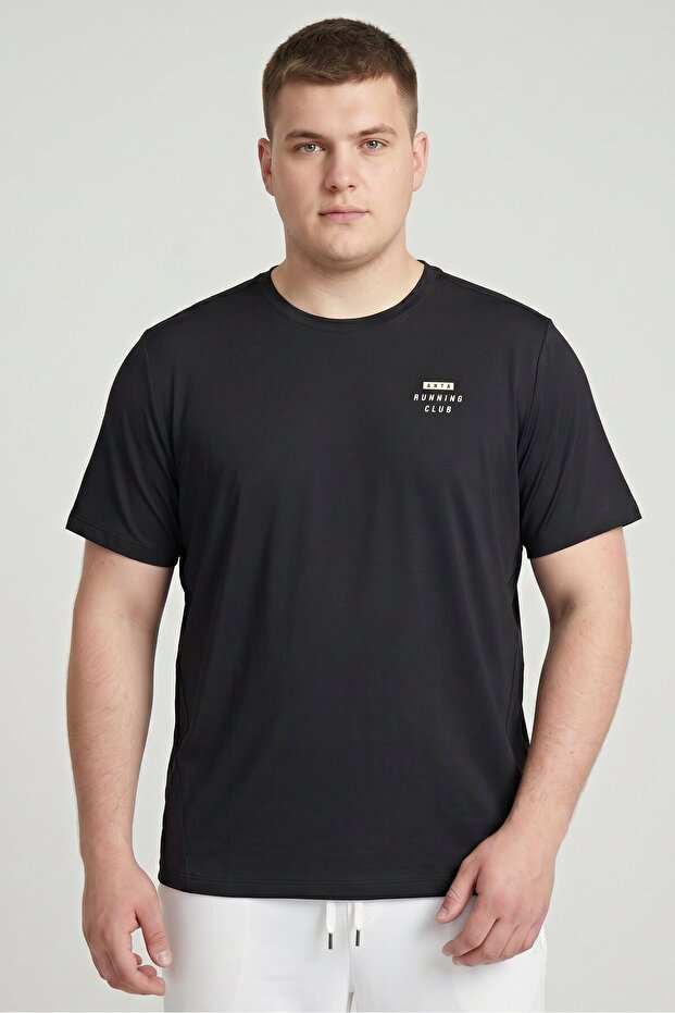 Men Regular Fit Short Sleeve Running T-Shirt, Black