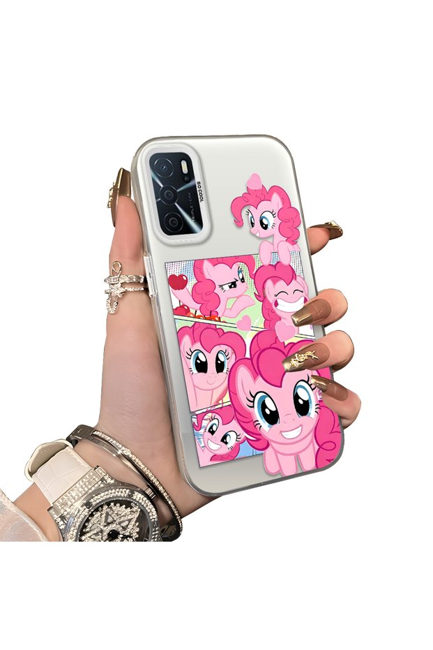 Oppo A55 4g Compatible Pinkie Pie Multiple Facial Expression Printed Hard Acrylic Back Soft Silicone Frame Case