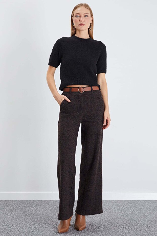 Arched Herringbone Palazzo Pants