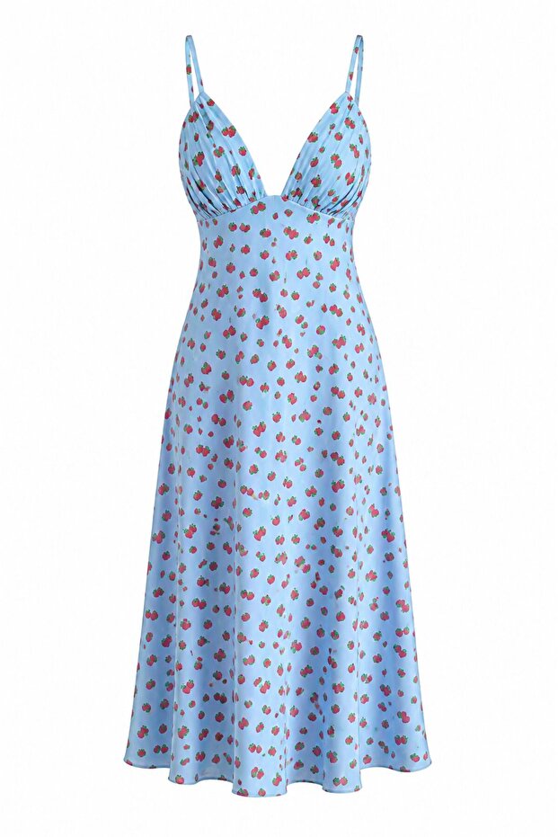 Blue Strawberry Strap Dress - 2Y8301