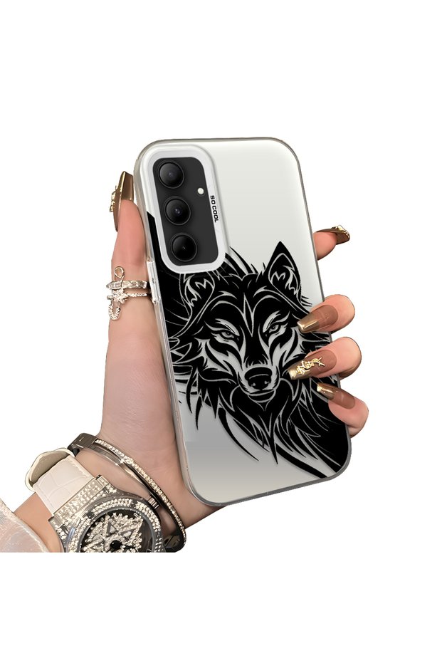Samsung Galaxy A35 Compatible Hard Acrylic Back Silicone Edge Lens Protection Case Wolf