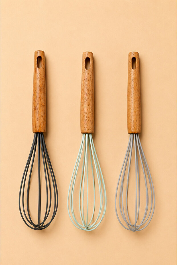 1 Piece Cake Pastry Ayran Egg Soup Mixer Silicone Hand Whisk 25cm