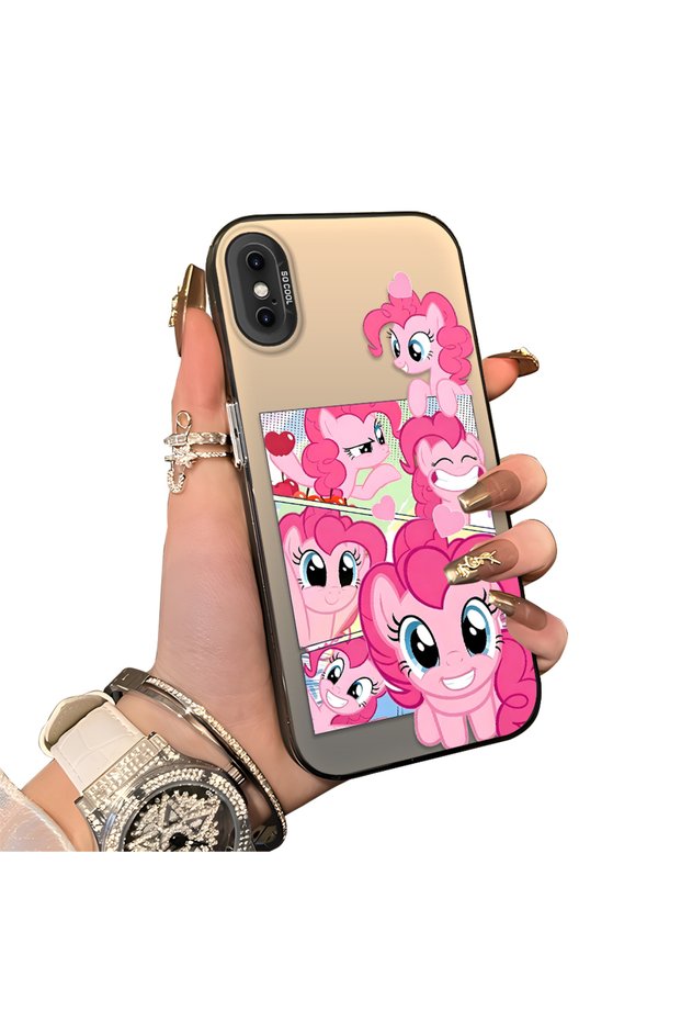 iPhone X/Xs Compatible Pinkie Pie Multiple Face Expression Printed Hard Acrylic Back Soft Silicone Frame Case