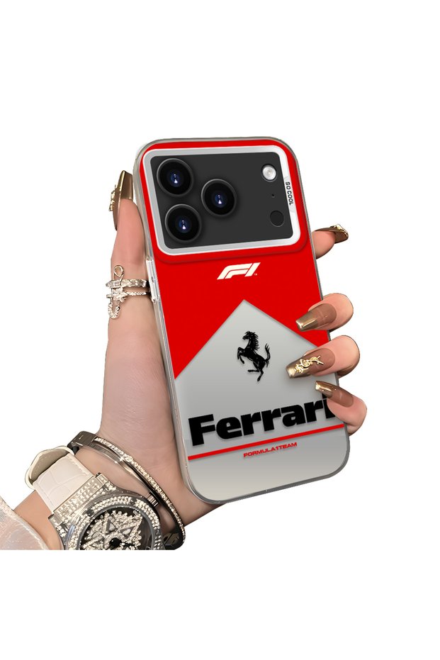 iPhone 17 Pro Compatible Stylish Racing Car Pattern Acrylic Back Panel Silicone Edge Shock Absorbing Case
