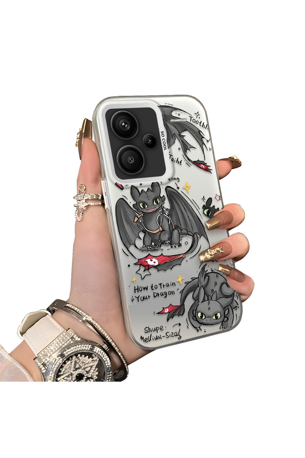 Xiaomi Redmi Note 13 Pro Plus+ 5g Compatible Hard Acrylic Back Silicone Edge Lens Protection Case Dragon