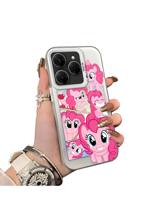 Tecno Spark 20 Pro 4G/5G Compatible Pinkie Pie Multiple Face Expression Printed Hard Acrylic Back Soft Silicone Frame Case