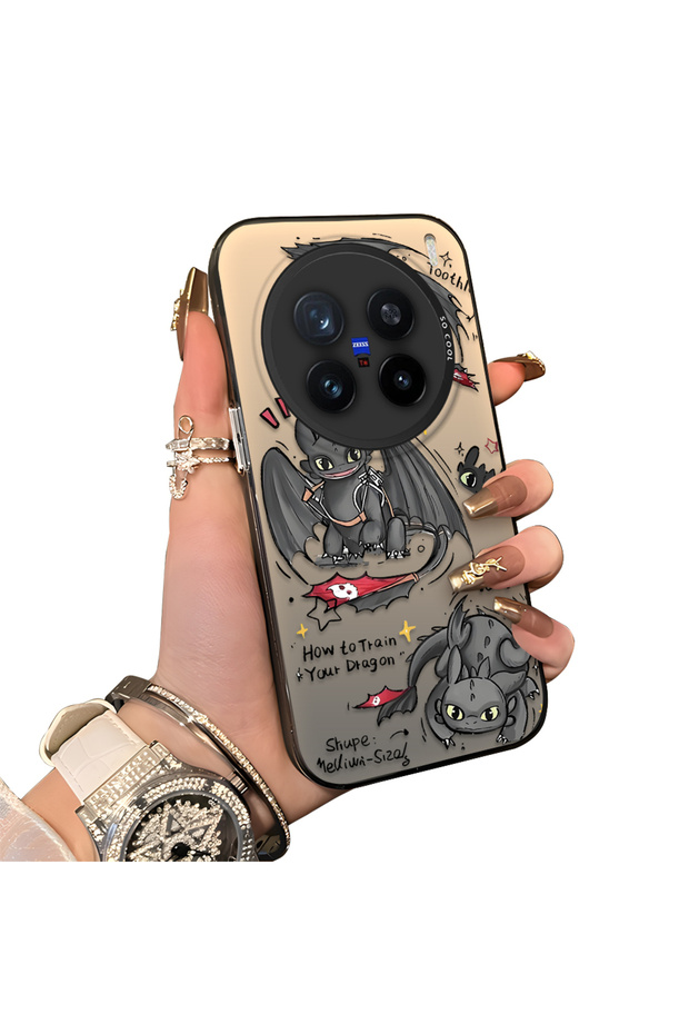 Vivo X200 Pro Compatible Hard Acrylic Back Silicone Edge Lens Protection Case Dragon