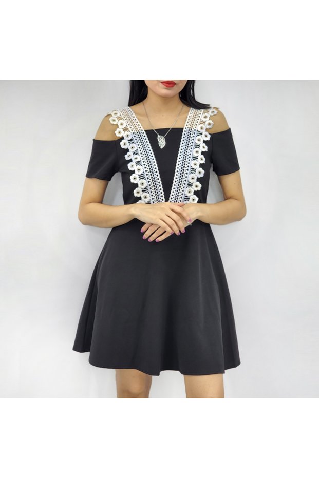 Women's Black Cold shoulder Dress