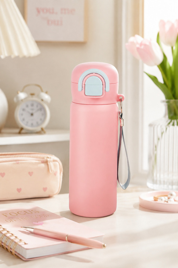 Siply Water Bottle 600 ml Water Bottle 304 Stainless Steel Children's Water Bottle with Dual Drinking Modes and Locking Lid