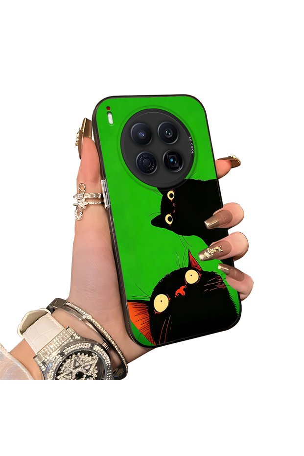Tecno Camon 40 Premier Compatible Hard Acrylic Back Silicone Edge Lens Protection Case Cat