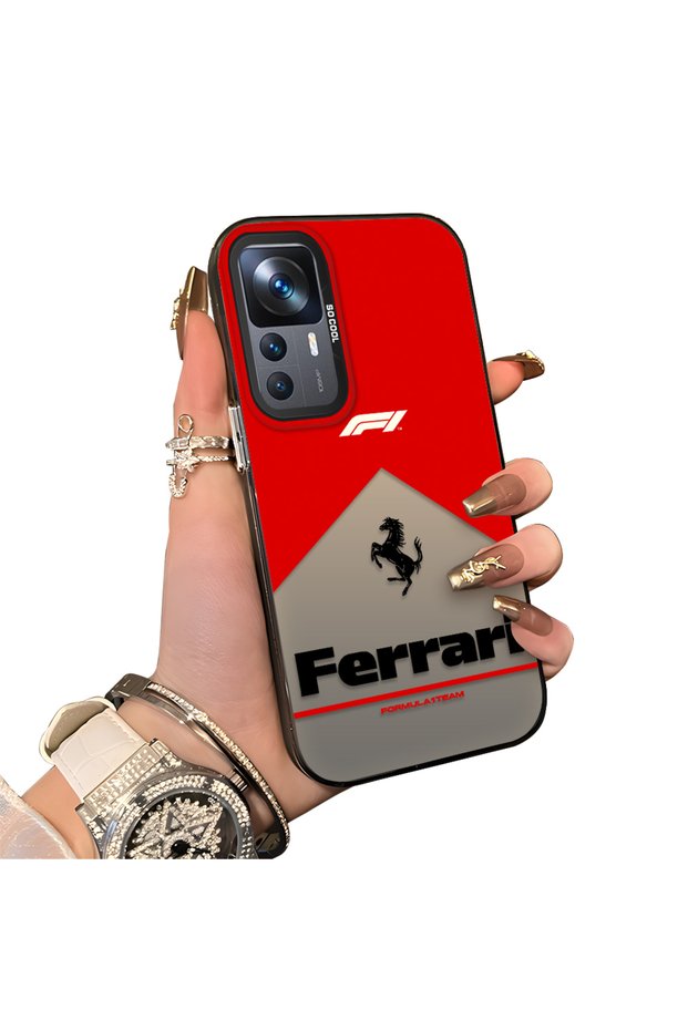 Xiaomi Mi 12T/12T Pro Compatible Stylish Racing Car Pattern Acrylic Back Panel Silicone Edge Shock Absorbing Case
