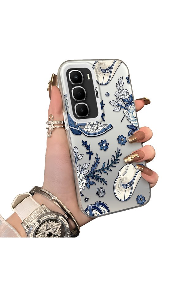 Infinix Hot 60 Pro Compatible Hard Acrylic Back Silicone Edge Lens Protection Case