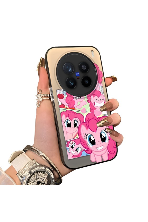 Vivo X200 Pro Compatible Pinkie Pie Multiple Facial Expression Printed Hard Acrylic Back Soft Silicone Frame Case