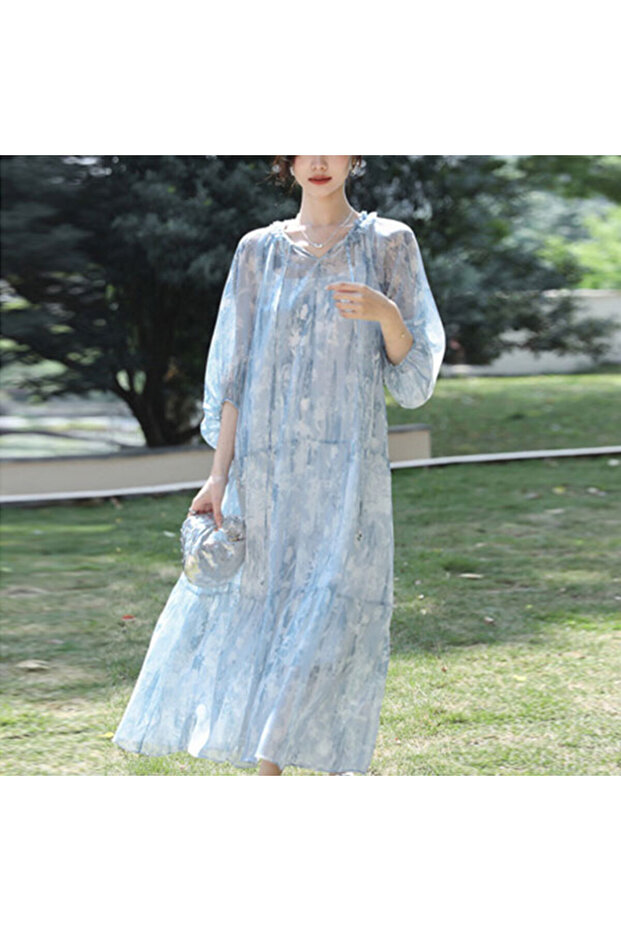 Women's Blue Midi Dress