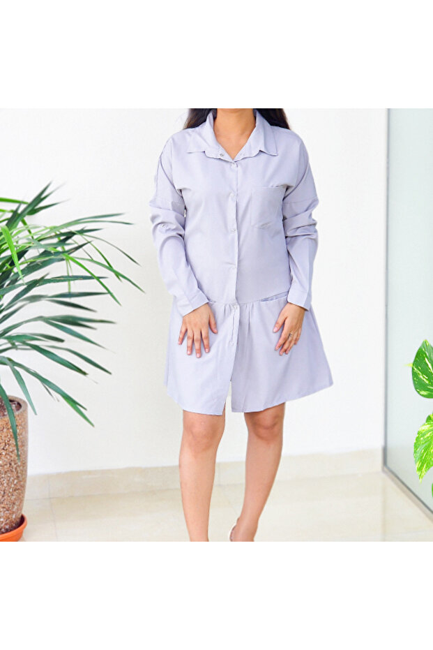 Women's Gray Long sleeve Dress