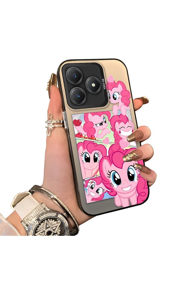 For Realme C63 4G/C61 Compatible Pinkie Pie Multiple Face Expression Printed Hard Acrylic Back Soft Silicone Frame Case