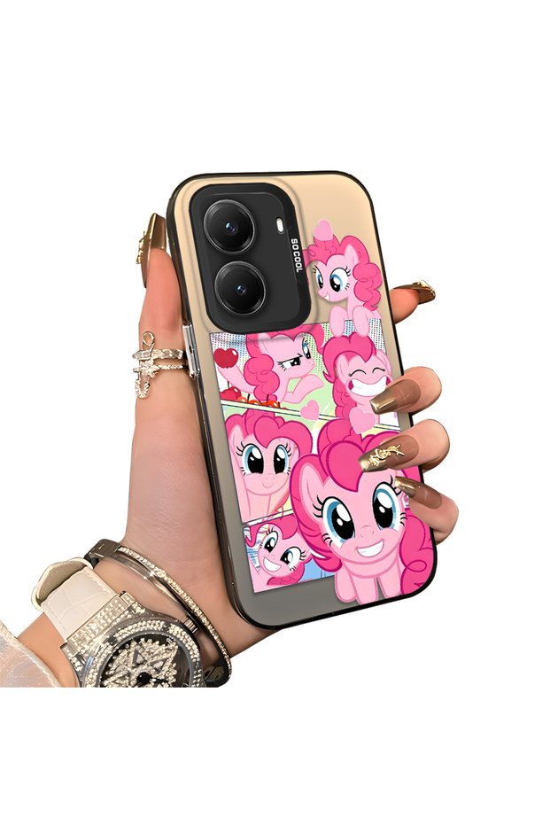 Xiaomi Poco X7 Pro Compatible Pinkie Pie Multiple Facial Expression Printed Hard Acrylic Back Soft Silicone Frame Case