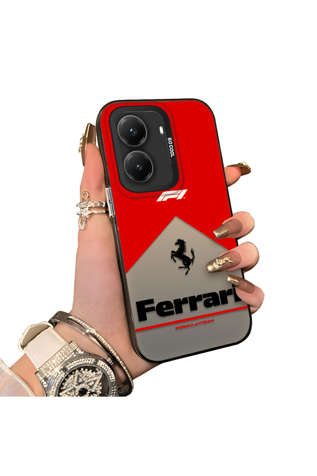 Xiaomi Poco X7 Pro Compatible Stylish Racing Car Pattern Acrylic Back Panel Silicone Edge Shock-Absorbing Case