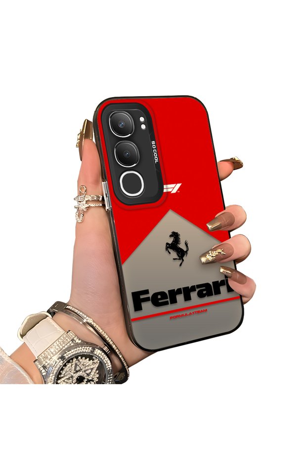 Vivo Y19S 4G/Y19S Pro Compatible Stylish Racing Car Pattern Acrylic Back Panel Silicone Edge Shock Absorbing Case