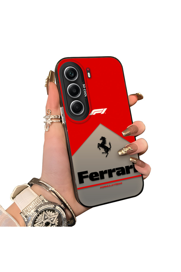 Tecno Camon 40 Pro 5g(Cm7) Compatible Stylish Racing Car Pattern Acrylic Back Panel Silicone Edge Shock Absorbing Case