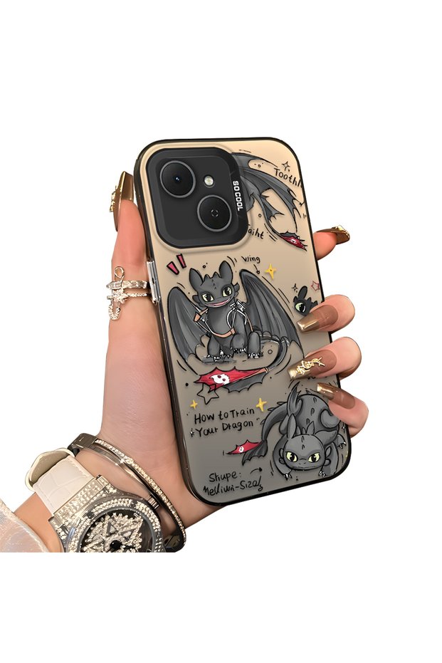 Tecno Spark 40C Compatible Hard Acrylic Back Silicone Edge Lens Protection Case Dragon