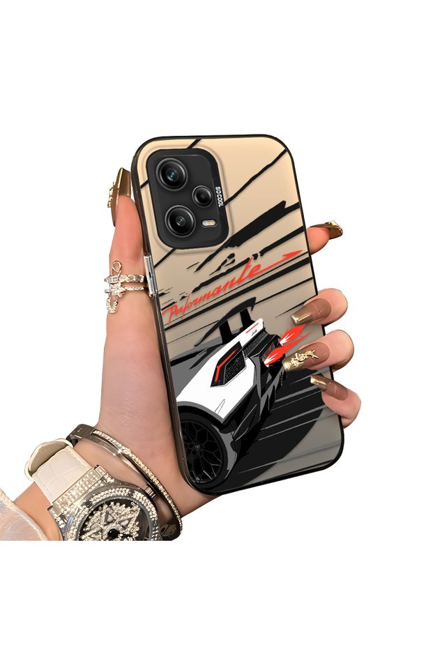 Xiaomi Redmi Note 12 Pro 5g Compatible Stylish Racing Car Pattern Acrylic Back Panel Silicone Edge Shock Absorbing Case