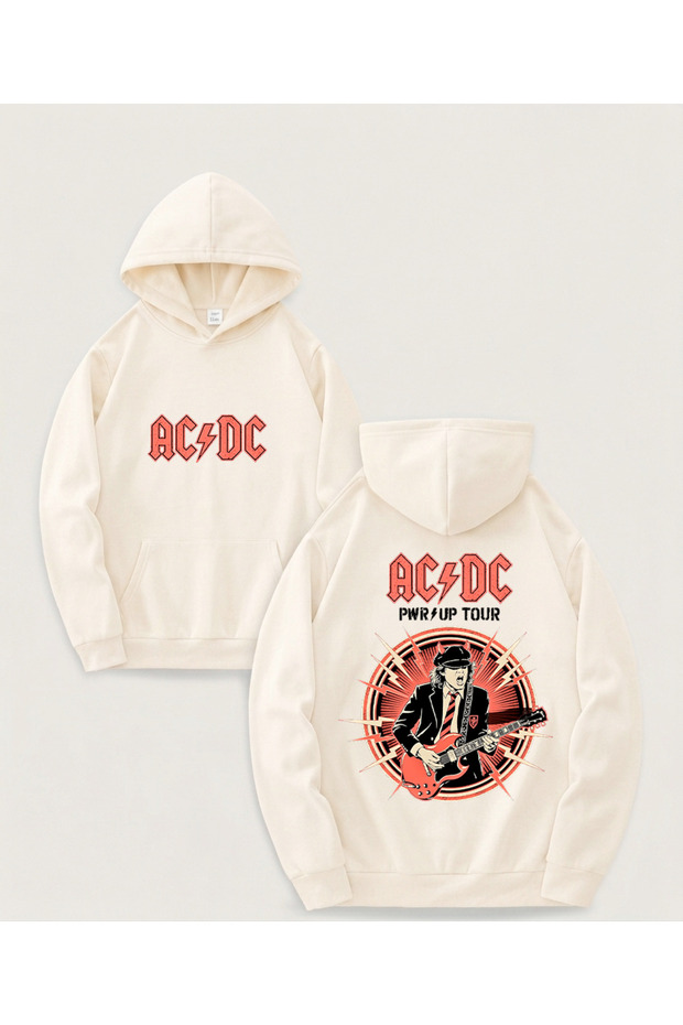 New Season Ac/Dc Printed Oversize Sweatshirt, 3-Yarn Soft Fabric