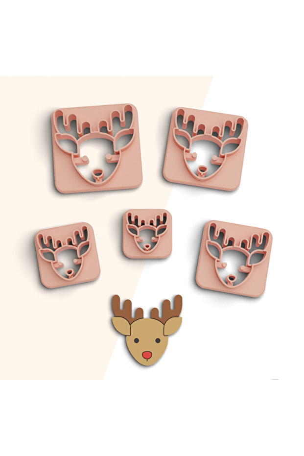 Reindeer Polymer Clay Cutting Mold, Earring Molds, Cookie Mold, 5 Sizes, Ceramic Mold, No:515