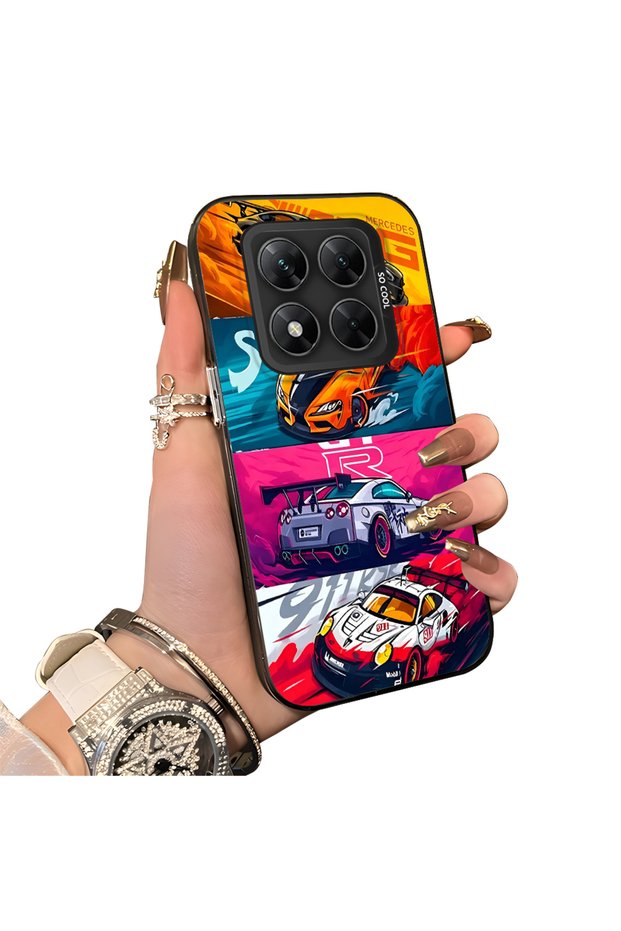 Xiaomi Poco X7 Gtr Racing Car Themed Stylish Case Hard Acrylic Back Soft Silicone Edge Shockproof Case