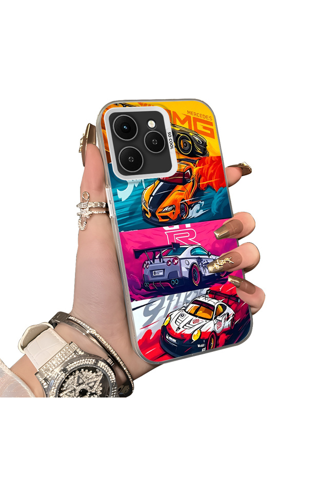 Stylish Case for Tecno Spark 40 Gtr Racing Car Theme Hard Acrylic Back Soft Silicone Edge Shockproof Case
