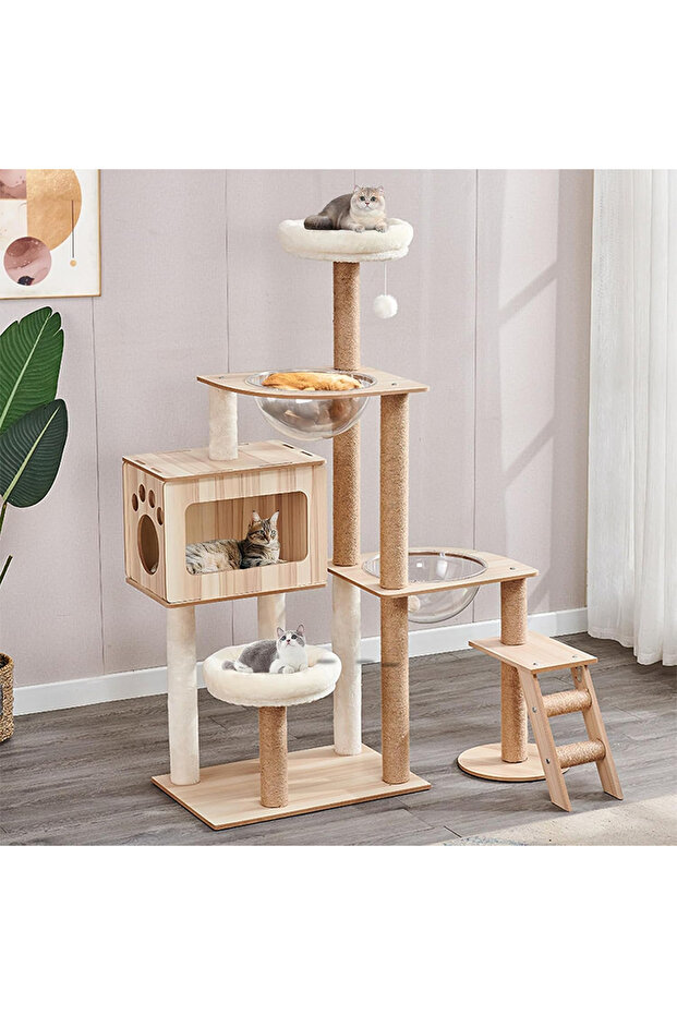 Versatile Multi-Level Cat Tree with Multiple Platforms, Scratching Posts & Play Areas