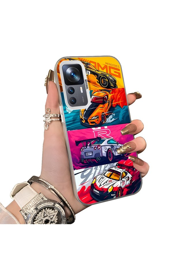 Stylish Case for Xiaomi Mi 12T/12T Pro Gtr Racing Car Themed Hard Acrylic Back Soft Silicone Edge Shockproof Case