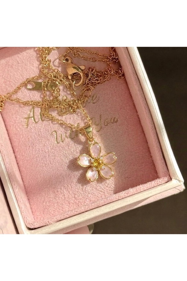 Pearl Flower Necklace - Steel Elegant Floral Necklace